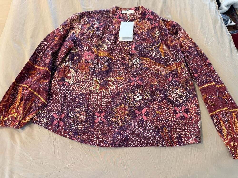 NWT Ulla Johnson Harlowe Blouse Size 00 Odessa Red Floral Silk